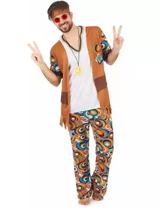 Flower power outfit voor heren, Maat: Medium
