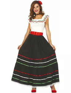 Lang Mexicaans kostuum voor dames, Maat: Medium (38–40)