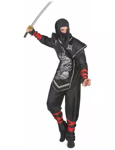 Déguisement ninja dragon argentés homme