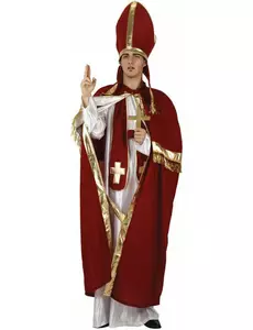 Déguisement pape rouge et blanc homme, Taille: Medium/Large