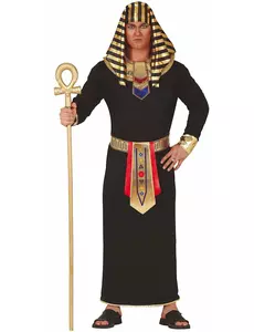 Costume de pharaon noir et or pour hommes, Taille: Medium (48–50)
