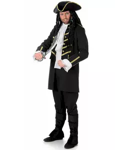 Déguisement pirate noir et doré homme, Taille: Medium