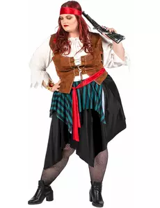 Déguisement pirate rayé bleu et noir grande taille femme