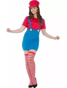 Rood loodgieter kostuum voor vrouwen, Maat: X-Small