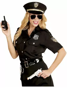 Zwart politie agente blouse met pet voor vrouwen, Maat: Medium