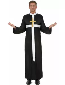 Wit kruis priester kostuum voor mannen, Maat: Medium/Large