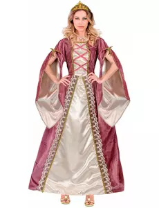 Roze en witte middeleeuwse prinses vermoming vrouw, Maat: XX-Large