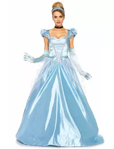 Déguisement princesse robe bleu satiné femme, Taille: Small (36–38)