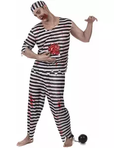 Déguisement prisonnier zombie effrayant homme, Taille: Large