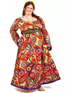Hippie jurkkostuum in grote maat voor vrouwen, Maat: XX-Large