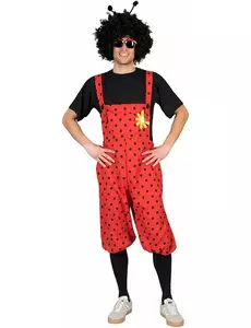 Déguisement salopette coccinelle avec fleur adulte