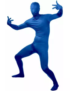 Déguisement seconde peau bleue adulte, Taille: Medium
