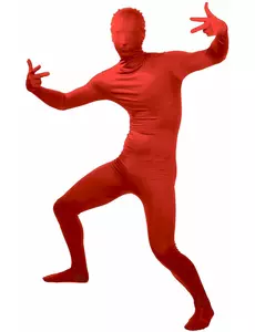 Rood second skin kostuum, Maat: Medium