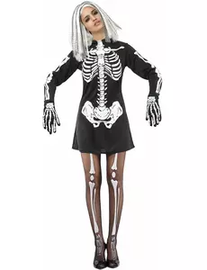 Déguisement squelette noir et blanc femme Halloween