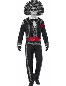 Mexicaanse skelet kostuum voor heren Halloween, Maat: Medium