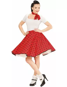 Jupe et foulard rouge à pois années 50 femme