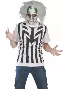 Set Beetlejuice™ kostuum en pruik voor volwassenen