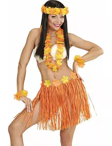 Kit hawaïen orange et jaune adulte