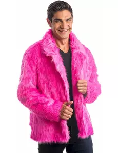 Roze bontjas voor volwassenen, Maat: Large