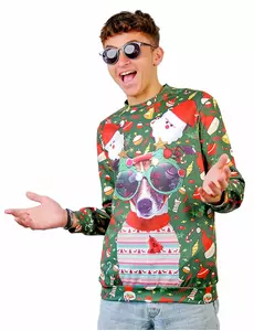 Kersttrui met hondenprint voor volwassenen, Maat: Medium