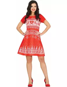 Rode gebreide jurk in trui look voor vrouwen, Maat: Small (36–38)