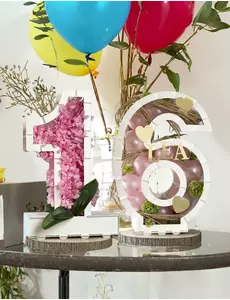 Structure de chiffres blancs pour ballons de 64 cm, Taille: 1