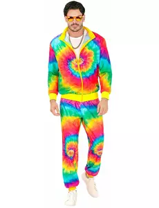 Survêtement Tie and Dye fluo adulte, Taille: Small