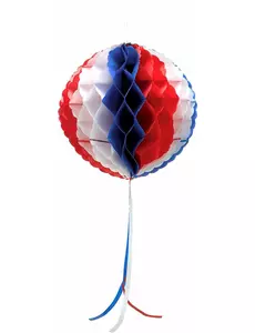 Suspension boule alvéolée tricolore 30 cm
