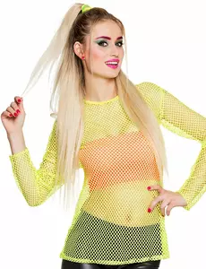 T-shirt fluo jaune années 80 femme