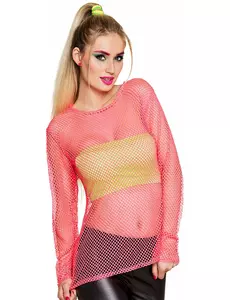 T-shirt fluo rose années 80 femme