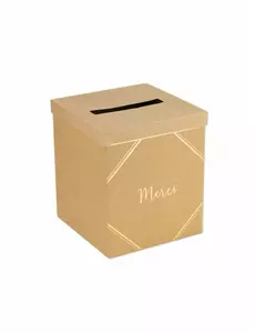 Urne électorale en carton kraft et or, 21 x 25 cm
