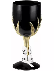 Verre à pied en plastique noir et or Halloween