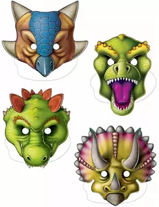 4 kartonnen dinosaurus maskers
