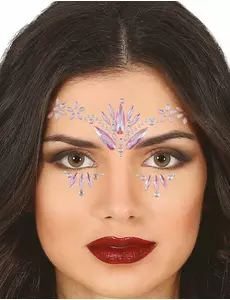 Bijoux pour visage adhésifs cristaux roses