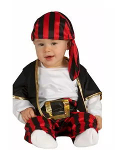 Déguisement capitaine des pirates noir et rouge bébé