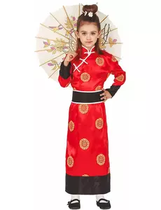Rood Chinees kostuum voor meisjes, Maat: 3–4 jaar (95–105 cm)