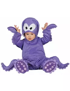 Paarse octopus pak met capuchon voor baby's