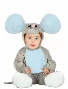 Grijze muis pak met capuchon voor baby's