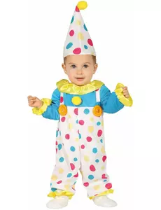 Déguisement combinaison clown à pois pastel bébé, Taille: 18–24 mois (89–93cm)