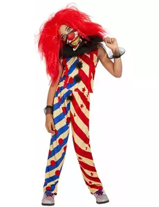 Déguisement creepy clown bicolore fille