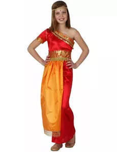 Indiaas kostuum voor meisjes, Maat: 5–6 jaar (115/130 cm)