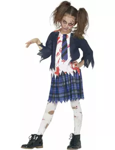 Déguisement écoliere zombie bleue fille, Taille: 5–6 ans (110–115 cm)