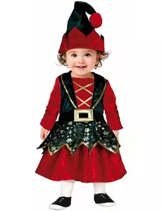 Déguisement elfe de Noël velours bébé fille, Taille: 12–18 mois (82–88 cm)