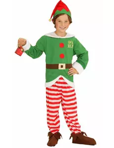 Déguisement elfe rayé enfant Noël, Taille: 4–5 ans (116 cm)