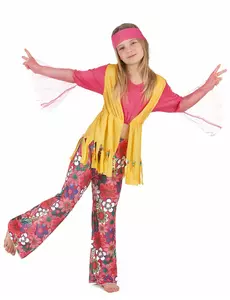 Déguisement hippie muticolore fille, Taille: 4–6 ans (110–120 cm)