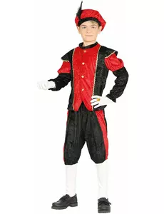 Piet kostuum voor kinderen rood zwart, Maat: 5–6 jaar (110–115 cm)