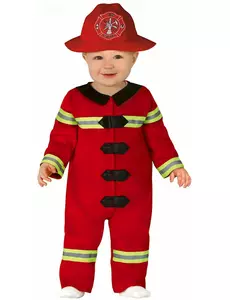 Kleine brandweerman kostuum voor baby's, Maat: 12–18 maanden (82–88 cm)