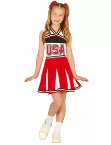 Déguisement pompom girl USA fille, Taille: 9 ans (125–135 cm)