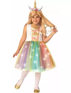 Déguisement Princesse Licorne lumineuse enfant, Taille: 3–4 ans (90 à 104 cm)