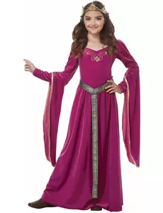 Déguisement princesse médiévale velours rose fille, Taille: 10–12 ans (148 cm)